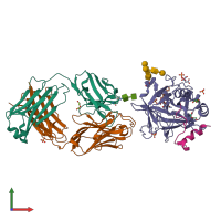 PDB entry 5e8e coloured by chain, front view.