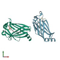 PDB entry 5e8f coloured by chain, front view.