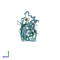 PDB entry 5e8f coloured by chain, side view.