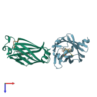 PDB entry 5e8f coloured by chain, top view.