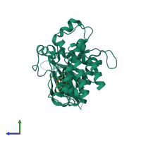 PDB entry 5e8y coloured by chain, side view.
