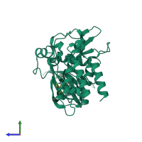 PDB entry 5e8z coloured by chain, side view.