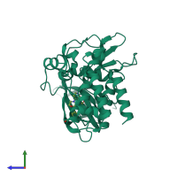 PDB entry 5e90 coloured by chain, side view.