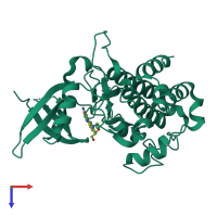 PDB entry 5e91 coloured by chain, top view.