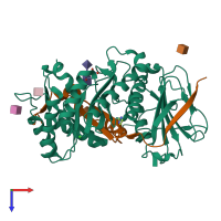 PDB entry 5e98 coloured by chain, top view.