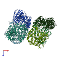PDB entry 5e9a coloured by chain, top view.