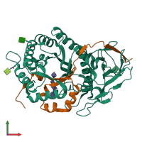 PDB entry 5e9b coloured by chain, front view.