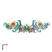 PDB entry 5e9d coloured by chain, top view.