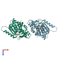 PDB entry 5e9j coloured by chain, top view.