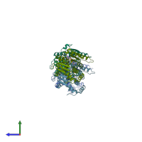 PDB entry 5e9w coloured by chain, side view.