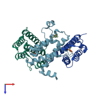 PDB entry 5ea1 coloured by chain, top view.