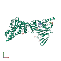 PDB entry 5ea3 coloured by chain, front view.