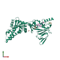 PDB entry 5ea5 coloured by chain, front view.