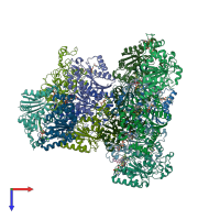 PDB entry 5eai coloured by chain, top view.
