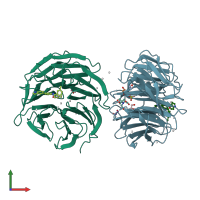 PDB entry 5eam coloured by chain, front view.