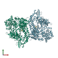 PDB entry 5eaw coloured by chain, front view.