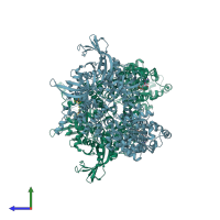 PDB entry 5eaw coloured by chain, side view.