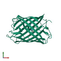 PDB entry 5eb7 coloured by chain, front view.