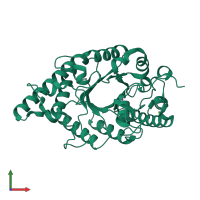 PDB entry 5eba coloured by chain, front view.