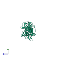 PDB entry 5ebc coloured by chain, side view.