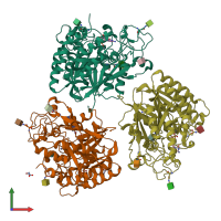 PDB entry 5ebe coloured by chain, front view.