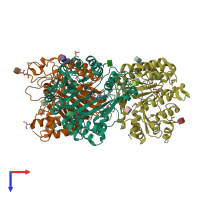 PDB entry 5ebe coloured by chain, top view.