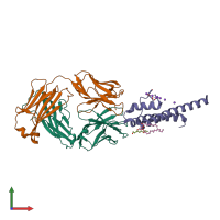 PDB entry 5ebw coloured by chain, front view.