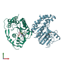 PDB entry 5ec8 coloured by chain, front view.