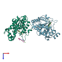 PDB entry 5ec8 coloured by chain, top view.