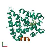 PDB entry 5ec9 coloured by chain, front view.