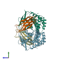 PDB entry 5ecj coloured by chain, side view.