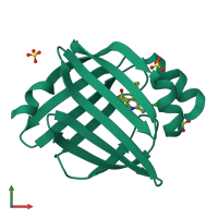 PDB entry 5edc coloured by chain, front view.