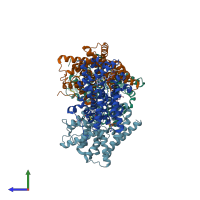 PDB entry 5ede coloured by chain, side view.