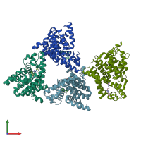 PDB entry 5edh coloured by chain, front view.