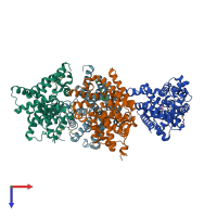PDB entry 5edi coloured by chain, top view.