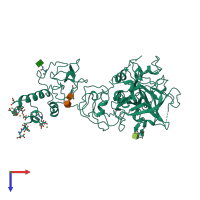 PDB entry 5edk coloured by chain, top view.