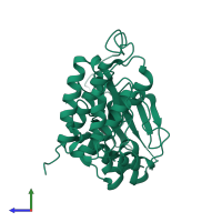PDB entry 5edp coloured by chain, side view.