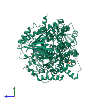 PDB entry 5eds coloured by chain, side view.