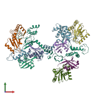 PDB entry 5edv coloured by chain, front view.