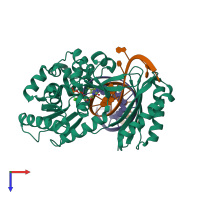 PDB entry 5edw coloured by chain, top view.