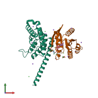 PDB entry 5ee5 coloured by chain, front view.