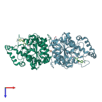 PDB entry 5eef coloured by chain, top view.