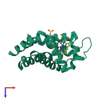 PDB entry 5eet coloured by chain, top view.