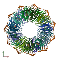 PDB entry 5eey coloured by chain, front view.