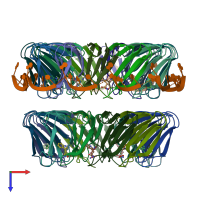 PDB entry 5eey coloured by chain, top view.
