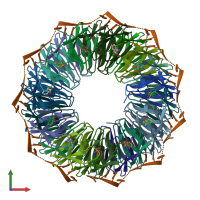 PDB entry 5eez coloured by chain, front view.