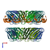 PDB entry 5ef0 coloured by chain, top view.