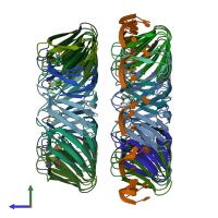 PDB entry 5ef1 coloured by chain, side view.