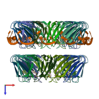 PDB entry 5ef3 coloured by chain, top view.