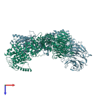 PDB entry 5ef5 coloured by chain, top view.